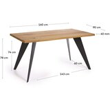 Kave Home Blagovaonski stol s pločom stola u dekoru hrasta 90x160 cm Koda – | shoptok.hr