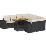 Maison Chic Seti vrtnega pohištva - Vrtna garnitura - Vrtni pohištvo set 9-delna z blazinami črn poli ratan, (21798031) | Shoptok.si