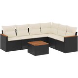  7-dijelni set vrtnih sofa od poliratana s jastucima crni Slike
