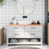  Kupaonska radna ploča svjetlosmeđa 140x50x(2-4) cm masivno drvo | shoptok.hr