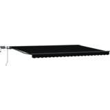 vidaXL Ročna Retraktibilna Tenda z LED Črna 500x300 cm, Tenda Zamenjavna Tkanina za 5x3 m Okvir Črna | Shoptok.si