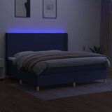  Krevet box spring s madracem LED plavi 200x200 cm od tkanine | shoptok.hr