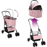 vidaXL Sklopiva kolica za kućne ljubimce Ružičasta 81 x 47 x 99 cm | shoptok.hr