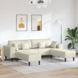  Baršunasta sofa s jastukom s jastukom 3 pcs Krem 208 cm Baršun | shoptok.hr