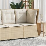 Maison Chic Vrtni kotni kavč - Zunanji kavč z blazinami bež poli ratan, (22040973) | Shoptok.si