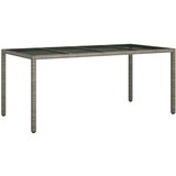  Vrtna miza siva 190x90x75 cm kaljeno steklo in poli ratan, (20665626) | Shoptok.si