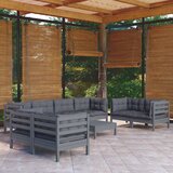 Maison Chic Seti vrtnega pohištva - Vrtna garnitura - Vrtni pohištvo set 9-delna z blazinami trdna borovina, (21797979) | Shoptok.si