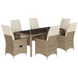  7-dijelni vrtni blagovaonski set od poliratana s jastucima bež 190 x 90 x 75 cm | shoptok.hr