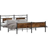 Metalni Kovinski posteljni okvir brez vzmetnice dimljen hrast 183x213cm, (21829311) | Shoptok.si