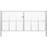 vidaXL Vrtna vrata pocinkano jeklo 415x250 cm srebrna | Shoptok.si
