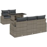 vidaXL 6-dijelni vrtni sofa set s jastučićima siva poli ratan, 2-sjedeći vrtni sofa s pohranjivanjem i jastučićima siva poli ratan Cijene