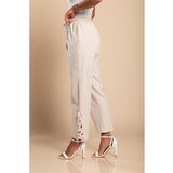 Fenzy Elegantne Pamučne Hlače S Čipkom, Krem | shoptok.hr