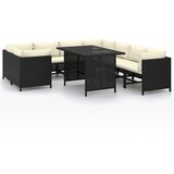  The Living Store Vrtna sedežna garnitura 9-delna z blazinami poli ratan črna - Vrtna Sedežna Garnitura, (21444653) | Shoptok.si