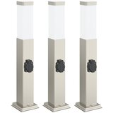  Stupić s utičnicom 3 kom 50 cm nehrđajući čelik IP44 | Eponuda.com