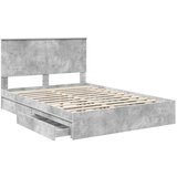  Postelja s shranjevanjem z vzglavjem Betonsko siva 150 x 200 cm, (5000106995) | Shoptok.si