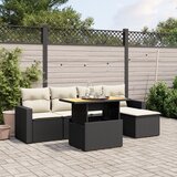  6-dijelni set vrtnih sofa s jastucima crni od poliratana | shoptok.hr