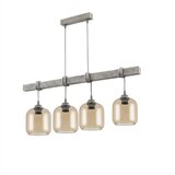 Brilagi Luster na sajli WOOD GLASS 4xE27/60W/230V borovina/siva/dimljeno braon | Eponuda.com