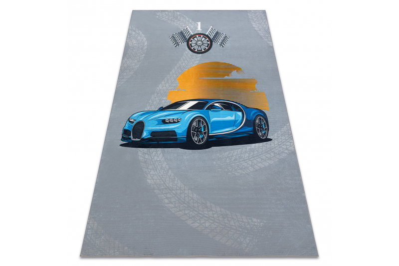 RugsX BAMBINO 41730 pralna preproga Avto, dirka za otroke protizdrsna - siva / modra 80x150 cm, (5000176666) Cene