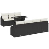 vidaXL Vrtna sedežna garnitura z blazino 8 pcs Črna Poly ratan, (5000143699) | Shoptok.si