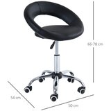  Stolica na kotačiće radna stolica okretna stolica uredska stolica podesiva visina PU+metal crna 50 x 54 x (66-78) cm | shoptok.hr