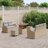  8-delni set vrtnh sofas z blazinami bež poli ratan akacija | Shoptok.si