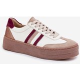 Zazoo Leather Women's Sneakers On Platform N1234 Beige-Red | shoptok.hr