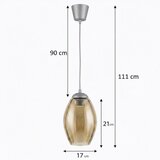 Brilagi LED luster na sajli GLASS 1xE27/60W/230V Ø 17 cm srebrna/dimljeno bež | Eponuda.com