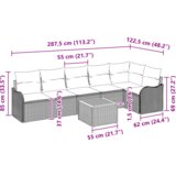 vidaXL 7-dijelni set vrtnih sofa s jastucima sivi poli ratan akacija, 2-sjedalna vrtna sofa s jastucima sivi poli ratan | shoptok.hr