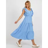 Fashion Hunters Light blue flowing dress with frills