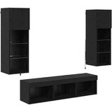vidaXL TV stenske enote 5 pcs Črna Orehovina Konstruiran les, (5000112707) | Shoptok.si