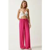 Happiness İstanbul Women's Fuchsia Flowy Knitted Palazzo Trousers