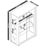 Livetastic VISEČA VITRINA, prozorno, bela, medeni hrast | Shoptok.si