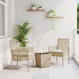 vidaXL 3-delni vrtnarski bistro set s blazinami bež poli ratan Cene