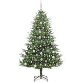 vidaXL Umjetna predsvetljena božićna jelka s kompletom kroglica Zelena | Shoptok.si