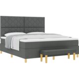  Krevet s podnožjem s madracem i klupom tamno sive tkanine 180x200 cm | shoptok.hr