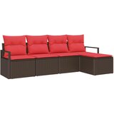 vidaXL Set sofe 5 kom. Smeđa i crvena poliratan - Smeđe-crvena bez stola | shoptok.hr