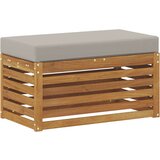  Vanjska stolica klupa s jastukom Prirodna 80 x 43 x 37 cm - Prirodna i svijetlo siva 80 cm Zatvoren prostor za noge | shoptok.hr