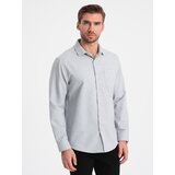 Ombre Men's shirt with pocket REGULAR FIT - light grey melange Cijene
