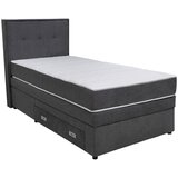 Hom`in POSTELJA BOXSPRING 90 cm x 200 cm , les, tekstil, leseni material temno siva Cene