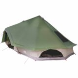 vidaXL Družinski šotor tipi zeleni 10 oseb vodoodporen | Shoptok.si