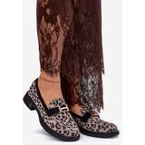 VINCEZA Leather Patent Loafers Leopard 66790 Black | Shoptok.si