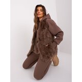 Fashion Hunters Brown fur vest with pockets Cijene