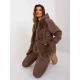 Fashion Hunters Brown fur vest with pockets