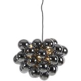 QAZQA Smart hanglamp zwart met smoke glas 8-lichts rond incl. 8 Wifi G9 - Uvas Cene