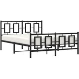  Metalni okvir kreveta uzglavlje i podnožje crni 135x190 cm | shoptok.hr
