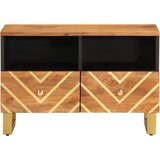 TV ormarić smeđe-crni 70 x 33,5 x 46 cm od masivnog drva manga | shoptok.hr