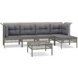 Maison Chic Seti vrtnega pohištva - Vrtna garnitura - Vrtni pohištvo set 6-delna z blazinami siv poli ratan, (21805685) | Shoptok.si