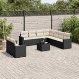  10-dijelni set vrtnih sofa s jastucima crni od poliratana | shoptok.hr