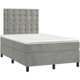  box spring s madracem LED svjetlosivi 120x200 cm baršun | shoptok.hr