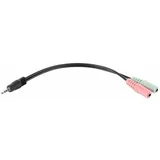 Pretvornik JACK 3,5 konektor 4 pin / 2x JACK 3,5 stereo vtičnica 0,2 m